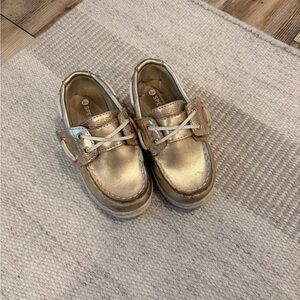 Sperry Kids Metallic Gold Moccasin Boat Shoes